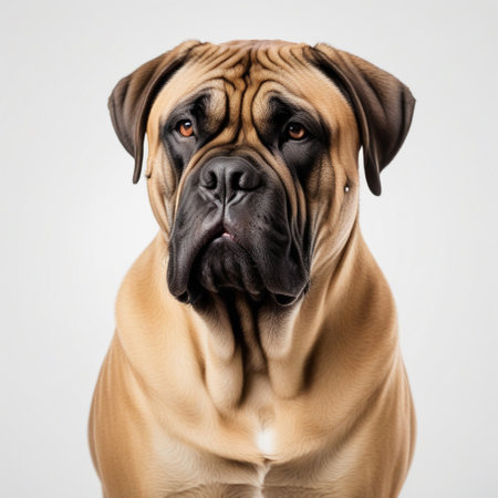 bullmastiff isolated on white background. ai generativeの素材