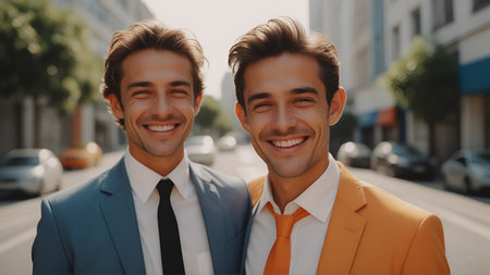 Portrait happy and smile Businessman in outdoors. aiの素材