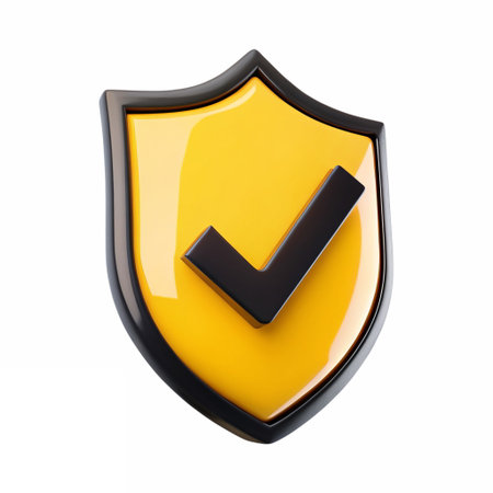 A shield with checkmark symbolizing security, isolated on transparent backgroundの素材