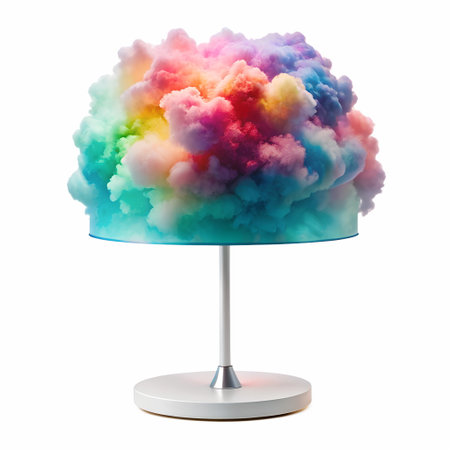 A nebula cloud table lamp with multicolor light diffusion., isolated on a transparent backgroundの素材