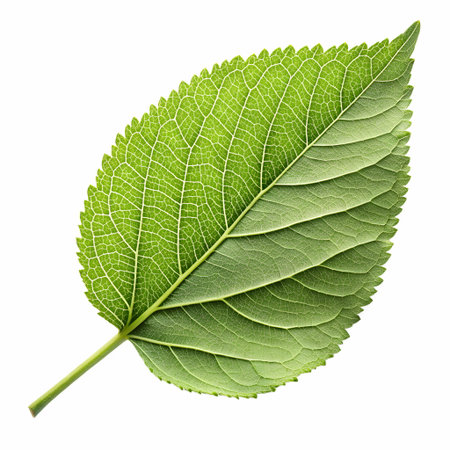 A natural green leaf on transparent backgroundの素材