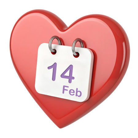3D Heart with calendar icon, marking an anniversary or special relationship milestone. isolated on a transparent backgroundの素材