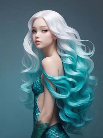 a beautiful mermaid girl, exuding glamor. ai generativeの素材