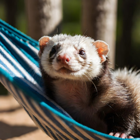 a content ferret lounging in a hammock. ai generativeの素材