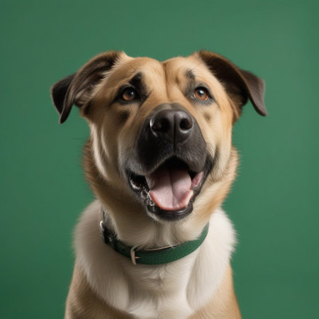 russell terier dog isolated on green background. ai generativeの素材