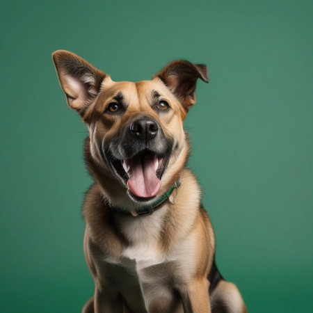 russell terier dog isolated on green background. ai generativeの素材