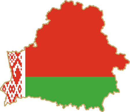 Vector color map of the Republic of Belarus. Flag of the Slavic state. Symbol of the Central Territory of Europe.のイラスト素材