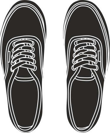 Vector monochrome running shoes. Sports shoes for mobile people. Black sneakers for sandblasting, laser and plotter cutting.のイラスト素材