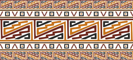 Vector seamless colored border ornament. Native American tribes framework.のイラスト素材