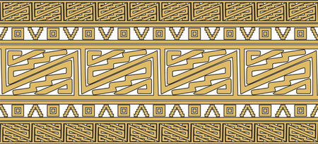 Vector seamless golden border ornament. Native American tribes framework.のイラスト素材