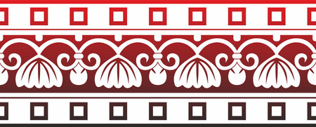 Vector red s ancient greece seamless ornament. Classic Endless pattern frame border Roman Empire.のイラスト素材