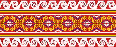 Vector seamless colored border ornament. Native American tribes framework.のイラスト素材
