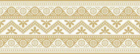 Vector golden seamless Indian ornament. Ethnic national border, India frame.のイラスト素材