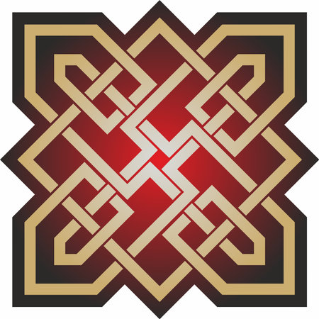 Vector gold and red celtic knot. Ornament of ancient European peoples. The sign and symbol of the Irish, Scots, Britons, Franks.のイラスト素材