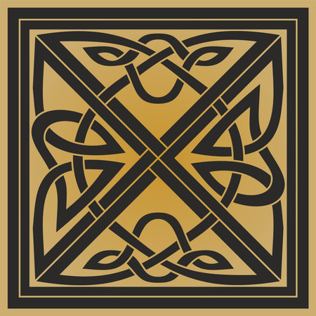Vector gold and black Celtic knot. Ornament of ancient European peoples. The sign and symbol of the Irish, Scots, Britons, Franks.のイラスト素材