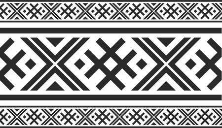 Vector monochrome seamless Belarusian national ornament. Ethnic endless black border, Slavic peoples frame.のイラスト素材