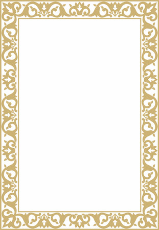Vector gold square turkish ornament. Endless Ottoman national border, frame, ring.のイラスト素材