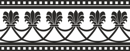 Vector endless black monochrome national persian ornament. Seamless frame, border ethnic pattern of Iranian civilization.のイラスト素材