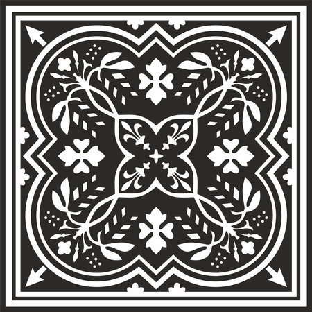 Vector monochrome square European ornament. Classic pattern of Ancient Greece, Roman Empire. Suitable for sandblasting, plotter and laser cutting.のイラスト素材