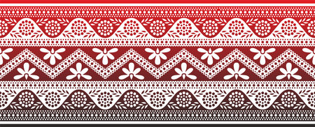 Vector black and red seamless Indian ornament. Ethnic national border, India frame.のイラスト素材