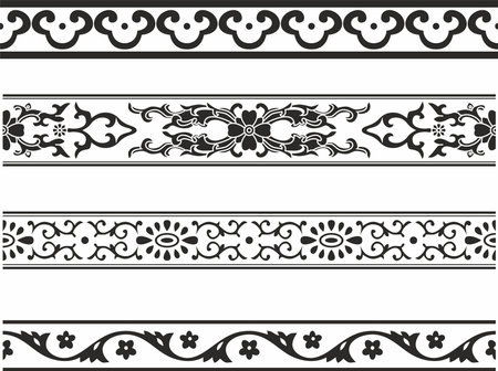 Vector seamless Chinese national ornament. Monochrome frames, borders for decoration. Can be used for sandblasting, plotter and laser cuttingのイラスト素材