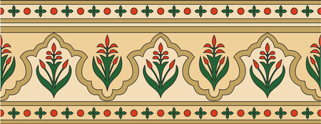 Vector seamless national colored ornament of ancient Persia. Iranian ethnic endless border, frame.のイラスト素材