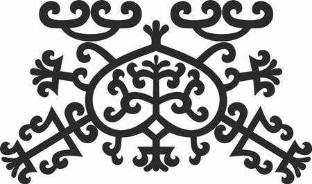 Vector monochrome Yakut amulet. Ornaments of the peoples of the Far North, Siberia, tundra, taiga.のイラスト素材