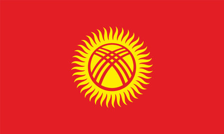 Vector state flag of the Republic of Kyrgyzstan. Red national banner Kyzgyz. Pride and symbol of the state.のイラスト素材