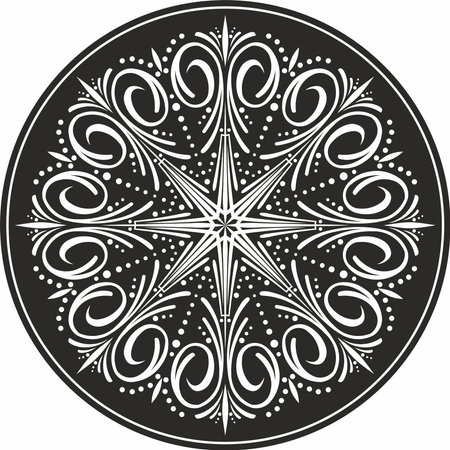 Vector round greek ornament. meander in a circle. circular pattern. The architecture of ancient Rome. Print for tattoo, sandblasting and laser cutting.のイラスト素材