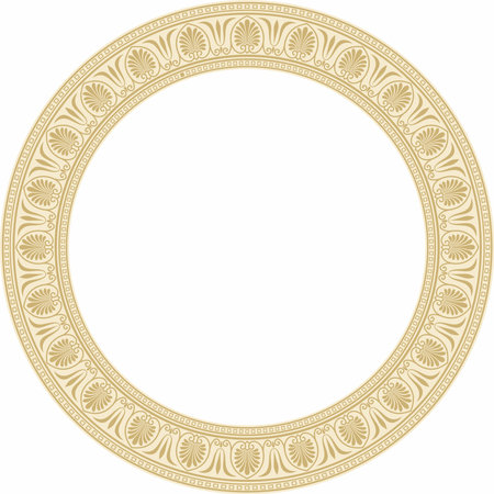 Vector gold round classical Greek ornament. European ornament. Border, frame, circle, ring Ancient Greece, Roman Empire.のイラスト素材
