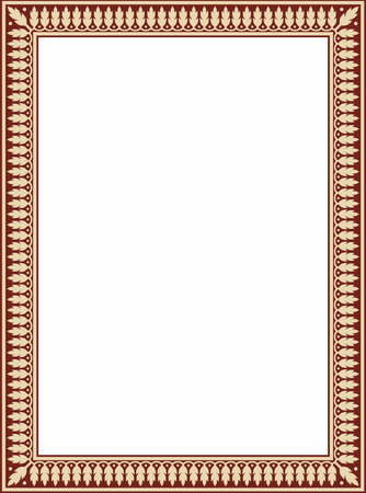 Vector square gold with red Indian national ornament. Ethnic plant border. flowers frame. Poppies and leaves.のイラスト素材