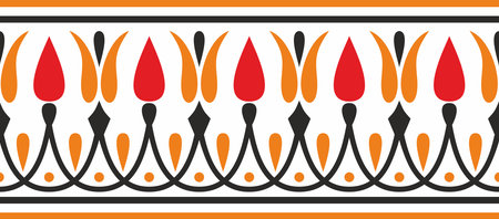 Vector colored seamless classical Greek meander ornament. Pattern of ancient Greece. Border, frame of the Roman Empire.のイラスト素材