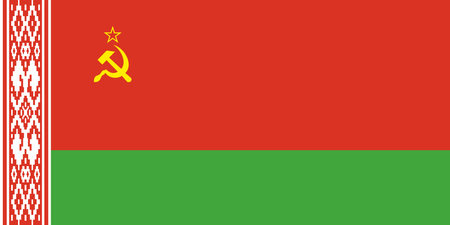 Map of Belarus with the Soviet flag. Flag of an independent European state. Symbol of the Soviet Union, hammer and sickleのイラスト素材