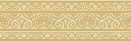 Vector gold seamless classic renaissance ornament. Endless european border, revival style frame.のイラスト素材