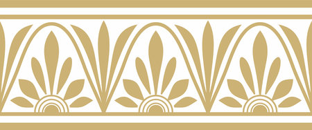 Vector gold seamless classic greek meander ornament. Pattern of ancient Greece. Border, frame of the Roman Empire.のイラスト素材