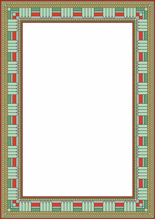 Vector colored square Egyptian ornament. Endless Rectangle, Ring of Ancient Egypt. Geometric African frame.のイラスト素材