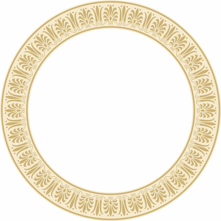 Vector gold round classical Greek ornament. European ornament. Border, frame, circle, ring Ancient Greece, Roman Empire.のイラスト素材