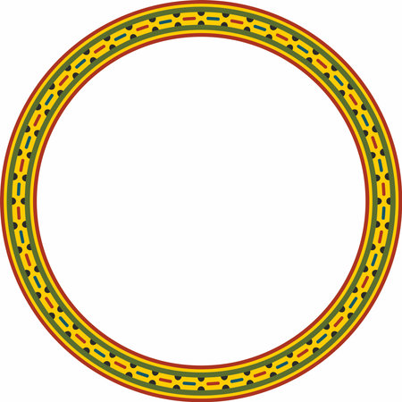 Vector colored round Egyptian ornament. Circle, frame, ring of ancient Egypt.Pattern of lotus flowers and sunのイラスト素材