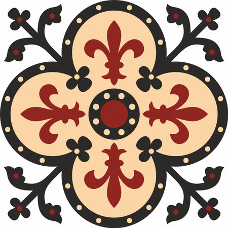 Vector colored gothic ornament. Medieval European art. Traditional patterns of Catholic cathedrals.のイラスト素材