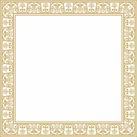 Vector square gold border, frame, Pompeii. Rectangle Neopolitan ornament. Art of Ancient Rome. Template for stained glassのイラスト素材