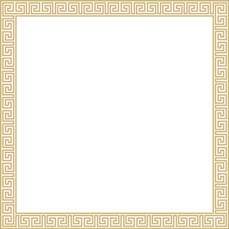 Vector golden classic Greek square ornament. Rectangle of Ancient Greece and Roman Empire. Byzantine painting of walls, floors and ceilings. Decoration of European palaces.のイラスト素材