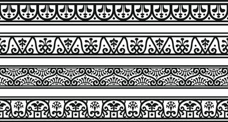 Vector seamless black monochrome border, Pompeii frame. Endless Neopolitan ornament. Art of Ancient Rome.のイラスト素材