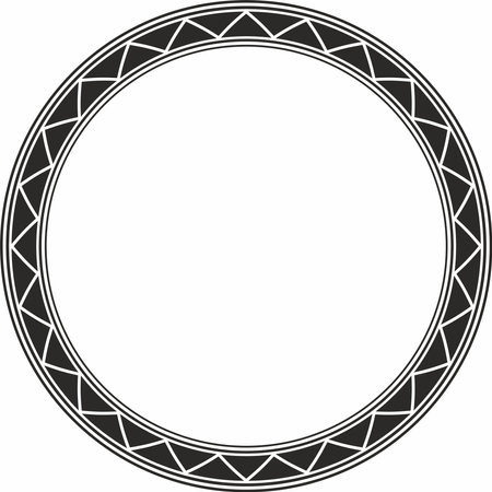 Vector monochrome black round Yakut ornament. Endless circle, border, frame of the northern peoples of the Far East.のイラスト素材