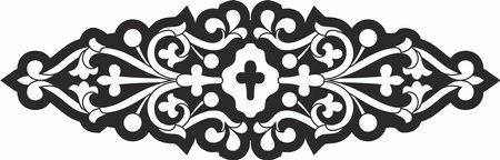 Vector black monochrome gothic ornament. Medieval European silhouette, drawing. Classic pattern of the Germans, Angles, Saxons, Franks.のイラスト素材