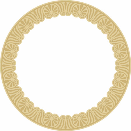 Vector golden classic Greek round ornament. Circle of Ancient Greece and the Roman Empire. Byzantine painting of walls, floors and ceilings. Decoration of European palaces.のイラスト素材