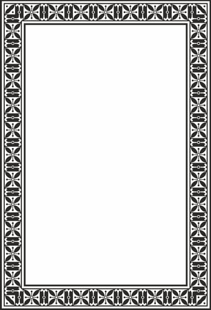 Vector square european black monochrome ornament. Rectangular pattern, circle, ring of the Middle Ages. Revival border. Decorations of palaces and churches.のイラスト素材