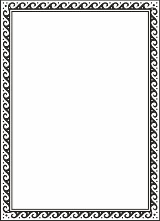 Vector black monochrome classic Greek square ornament. Rectangle of Ancient Greece and Roman Empire. Byzantine painting of walls, floors and ceilings. Decoration of European palaces.のイラスト素材