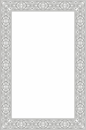 Vector square European black outline ornament. Rectangular pattern, circle, ring of the Middle Ages. Revival border. Decorations of palaces and churches.のイラスト素材