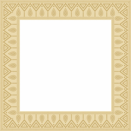 Vector gold native american folk ornament. Square pattern, scarf of the peoples of America, Aztec, Incas, Mayaのイラスト素材