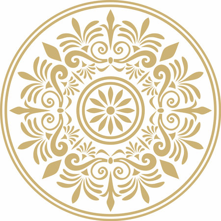 Classic Greek golden round ornament. Vector pattern, circle of ancient Hellenes. European border - ring.のイラスト素材